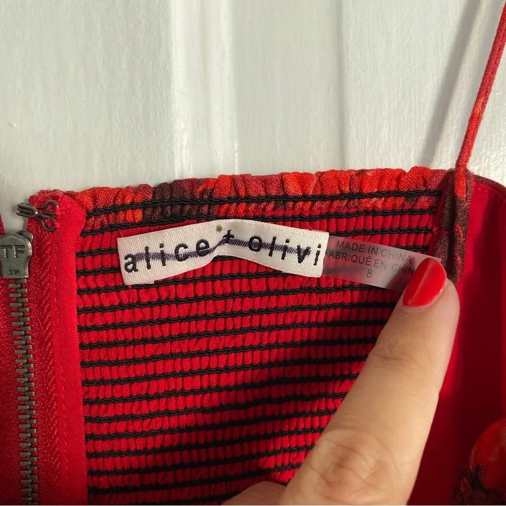 Alice + Olivia Red Floral Mini Dress - Picture 6 of 15